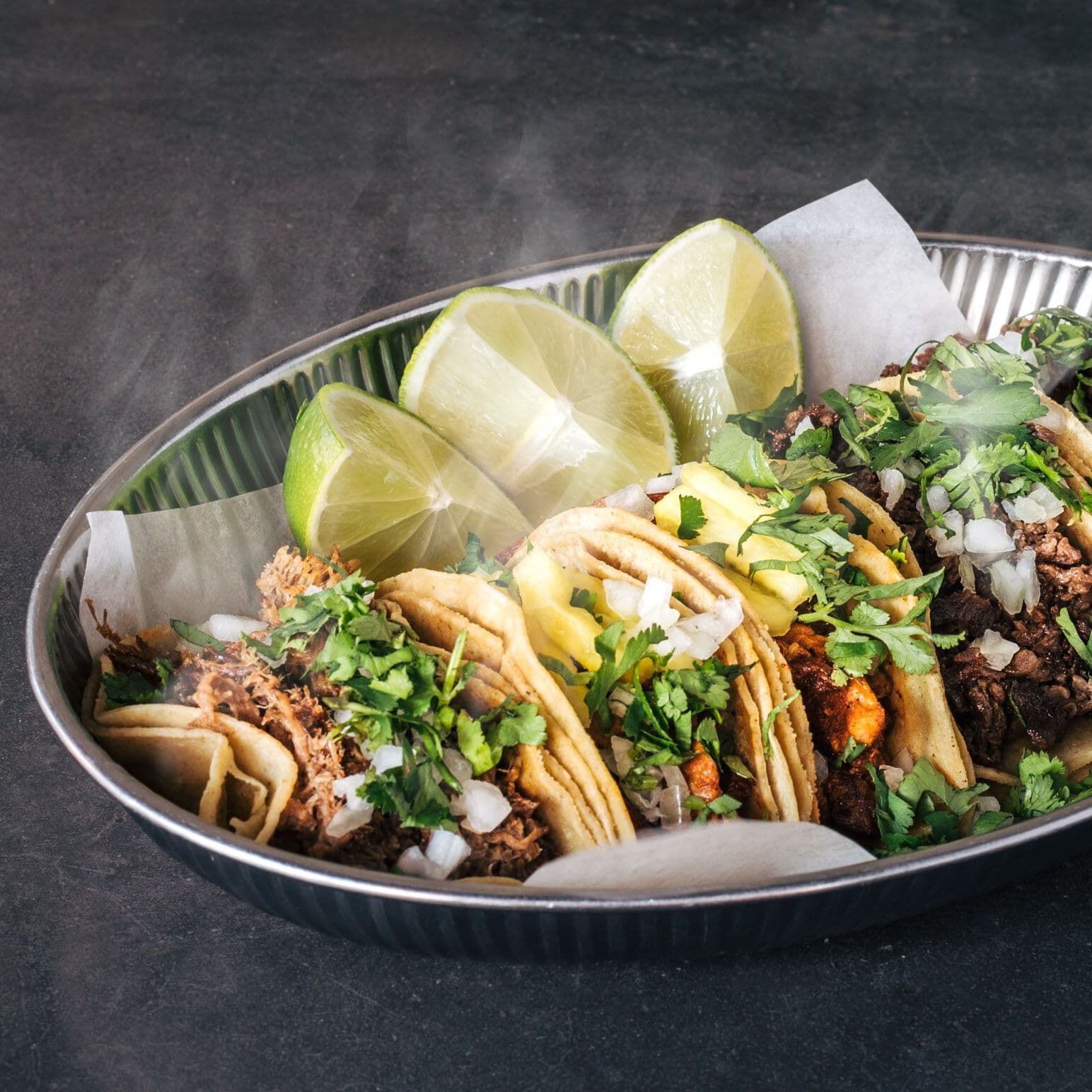 Plate with 5 tacos